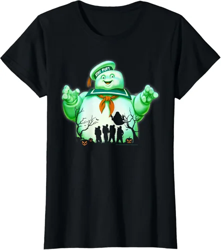 Vista 26 de Ghostbusters Marshmallow Man Group Shot Silhouette Camiseta Negro