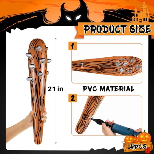 Vista 2 de Aoriher Accesorios inflables de disfraces de Halloween para club de cavernícolas, murciélagos y cavernícolas inflables para niños, disfraz elegante