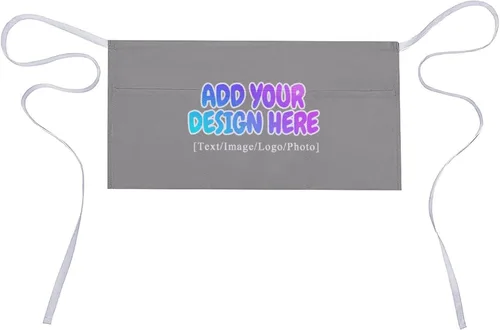 Vista 284 de AXKEUDO Delantal personalizado con bolsillos, delantales de cintura para camarera para cocinar en casa, restaurante, servir trabajo