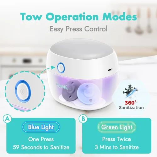 Vista 2 de Papablic Desinfectante portátil para chupete, estuche desinfectante con luz UV sobre la marcha para la salud del bebé, mini caja desinfectante