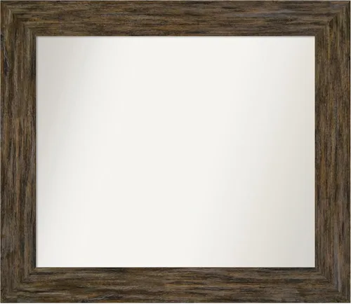 Vista 68 de Amanti Art Espejo personalizado, espejo de baño marrón Fencepost, espejo de pared o espejo de tocador de baño sobre el fregadero (27 x 27 pulgadas)