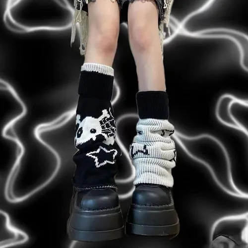 Vista 4 de Calentadores de piernas para mujer, diseño de estrella, calentadores de piernas de punto Y2k, calcetines kawaii Harajuku Fairycore ropa