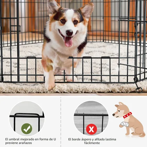 Vista 5 de PETIME - Corral plegable de metal para ejercicio de perros/Parque de juegos para cachorros con 8 paneles para interior/exterior, valla de patio