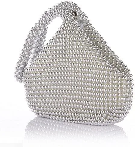 Vista 7 de ELEOPTION - Bolso de mano para mujer, diseño triangular, ideal para fiestas o graduaciones, Plateado