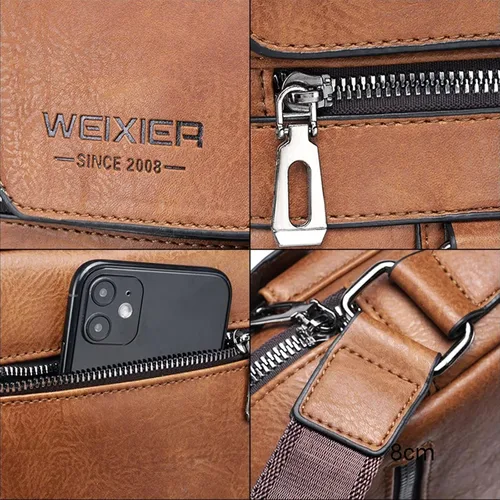Vista 4 de Bolsa de mensajero para hombre bolsa de hombro cruzada de piel sintética bolsa de viaje para hombre bolsa de viaje casual bolsa de mano