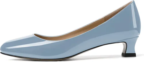 Vista 2 de SKYSTERRY Zapatos de vestir de oficina para mujer, punta redonda, carrete de patente, tacón bajo, zapatos de vestir de oficina de 1.5 pulgadas