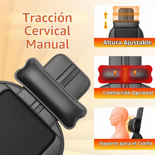 Vista 5 de Masajeador de espalda Shiatsu con calor, almohadilla para silla de masaje para espalda completa, masajeador de silla con soporte para el cuello