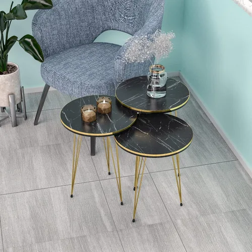 Vista 13 de Juego de 3 anidadores rectangulares, mesa anidable, base moderna de aspecto de grano de madera para mesas de centro o mesitas de noche, mesa