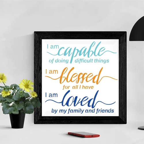 Vista 6 de MAYJOYDIY 2 plantillas inspiradoras de palabras motivacionales, 6 estilos de frase orgullosa, plantilla de palabras de 11.8 x 11.8 pulgadas