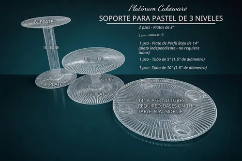 Vista 3 de Soporte de pastel de boda de acrílico de 3 niveles (estilo R300)