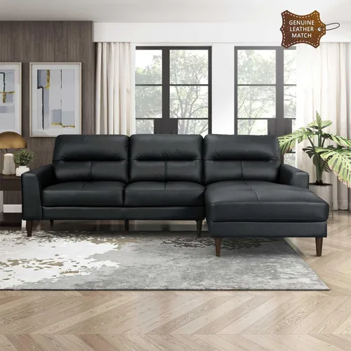 Vista 14 de Lexicon Juego de 2 muebles de sala de estar, juego de sofá de cuero de grano superior, brazo de pista, patas de madera maciza, cómodos sofás que