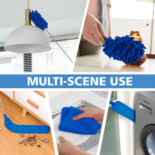Vista 7 de Plumeros mejorados para limpieza (6 unidades), plumero de ventilador de techo con poste de extensión grueso de 100 pulgadas, plumero de microfibra