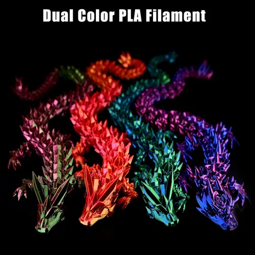 Vista 2 de Filamento para Impresora 3D PLA, Filamento PLA Arcoíris 1.75mm +/-0.02mm, Filamento PLA de Seda de Doble Color, Paquete de Filamento 3D Coextruido 2