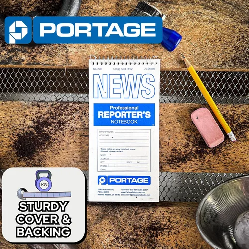 Vista 2 de Cuaderno del Portage Reporter, # 200 Gregg de rayas, 70 hojas, 4" x 8", Blanco