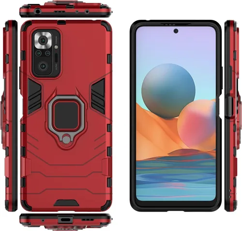 Vista 2 de Funda con protector de pantalla de cristal, híbrida resistente a prueba de golpes, doble capa de protección para Redmi Note 10 Pro Max con soporte