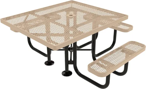 Vista 48 de COATEDOUTDOORFURNITURE Mesa de picnic cuadrada de 46 pulgadas, expandida, color negro