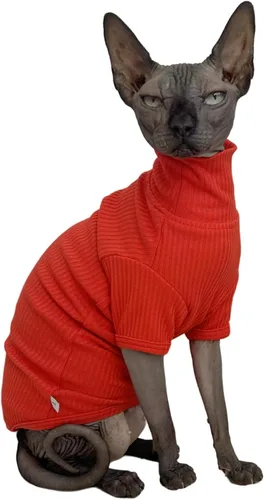 Vista 7 de Beep Blue Sphynx Cat Shirt Ropa Cuello Alto Algodón Gato Chaleco Suéter Sin mangas, material suave, suéter para las cuatro estaciones, mezcla