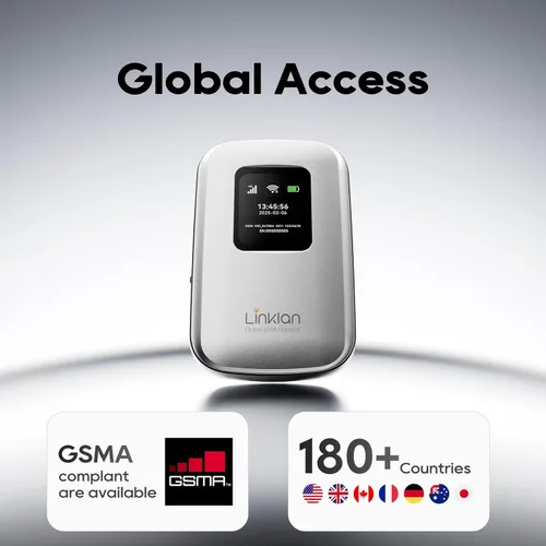 Vista 2 de Punto de acceso móvil portátil – eSIM Global WiFi Hotspot, no se necesita tarjeta SIM/contrato, 16 dispositivos, más de 180 países, enrutador