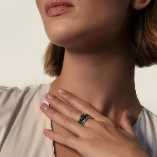 Vista 3 de Anillo clásico de plata para mujer con zafiro