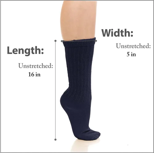 Vista 6 de Paquete de 6 calcetines holgados para mujer, color rosa, beige, azul marino, blanco, negro, calcetines de los años 80 y 90