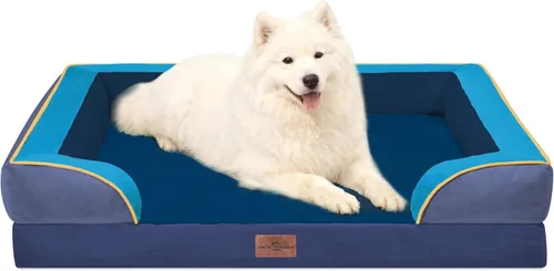 Vista 17 de Comfort Expression - Cama ortopédica para perros medianos, 28 x 19 pulgadas, cama impermeable y de apoyo de espuma con cojines removibles, sofá