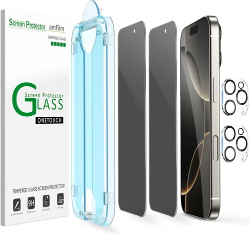 Vista 10 de amFilm Protector de pantalla OneTouch Privacy para iPhone Air 17 de 6.5'' + Protector de lente de cámara Instalación con alineación automática