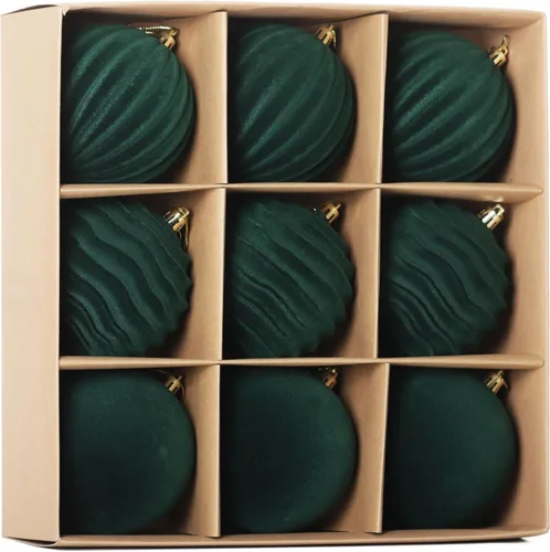 Vista 27 de Adornos de terciopelo de 3.15 pulgadas para árbol de Navidad, juego de 12 Azul empolvado