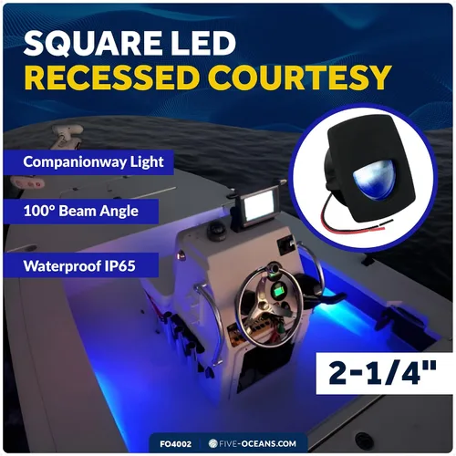 Vista 2 de Five Oceans - Luz LED de pasadizo para embarcación, luces LED azules de cortesía marinas, cuadradas para interior de barco, cubierta, cabina