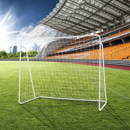 Vista 8 de GYMAX Portería de fútbol para patio trasero, red de fútbol de 7 x 5 pies con marco resistente y estacas para el suelo, equipo de campo de fútbol