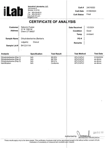 Vista 6 de Suplemento de dihidroberberina de 200 mg, 60 cápsulas, con canela de Ceilán orgánica, 54 veces más biodisponible que el HCL de berberina regular