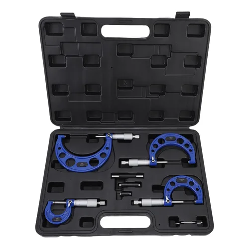 Vista 4 de Keenso 4PCS Outside Micrometer Set, 0-1 Inch 1-2 Inch 2-3 3-4 Machinist Measuring Tool with High Accuracy 0.0001in Graduation, for Quality Control