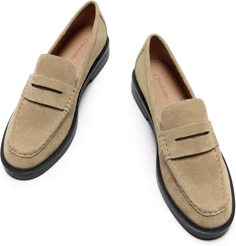 Vista 14 de C.Paravano Mocasines Penny de cuero genuino para mujer, mocasines planos Negro