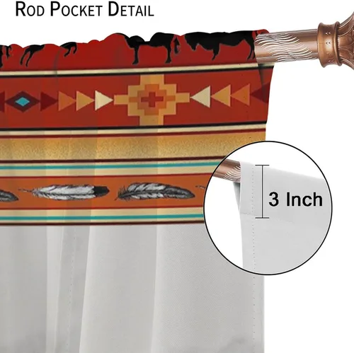 Vista 6 de YCness Cortinas de vaca occidental, cortinas con estampado tribal nativo azteca de las tierras altas nativas para sala de estar, dormitorio Estilo-10