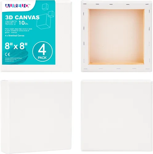 Vista 9 de AUREUO Lienzo envuelto para galería de 4 x 4 pulgadas, profundidad de 1.5 pulgadas, paquete de 4 unidades, 10 onzas con triple imprimación de gesso
