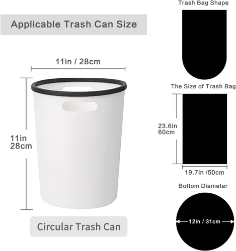 Vista 4 de Toplive Bolsa de basura para el hogar, baño, dormitorio, cocina, oficina (negro, 4 galones, 1.2 mil)