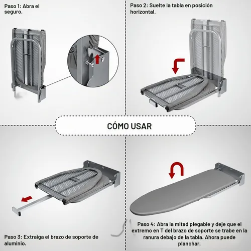 Vista 7 de Duwee Tabla de planchar montada en la pared de 12 "× 36", tablero de hierro Moutnted puerta plegable