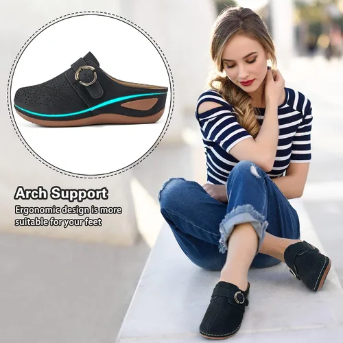 Vista 2 de Alicegana Zuecos casuales de verano para mujer, con soporte de arco, zapatos de cuña cómodos