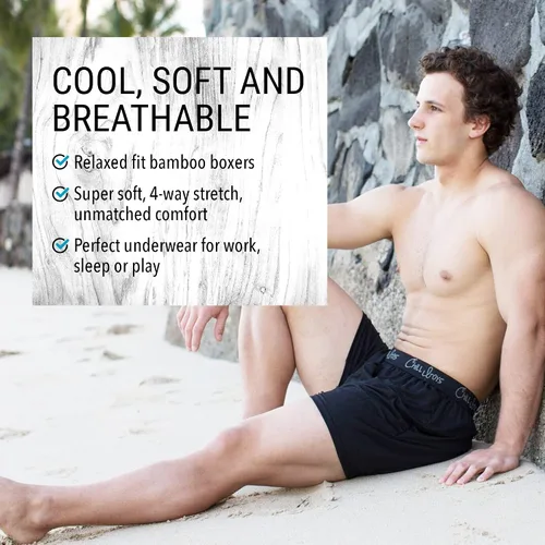 Vista 4 de Chill Boys Viscose from Bamboo Boxers for Men - Cool Comfortable, Soft Breathable Underwear - Boxer Shorts (1 Pack)