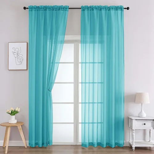 Vista 214 de 2 paneles de cortinas traslúcidas blancas para dormitorio, sala de estar, 96 pulgadas de largo, modernas, suaves, ligeras, con bolsillo para barra