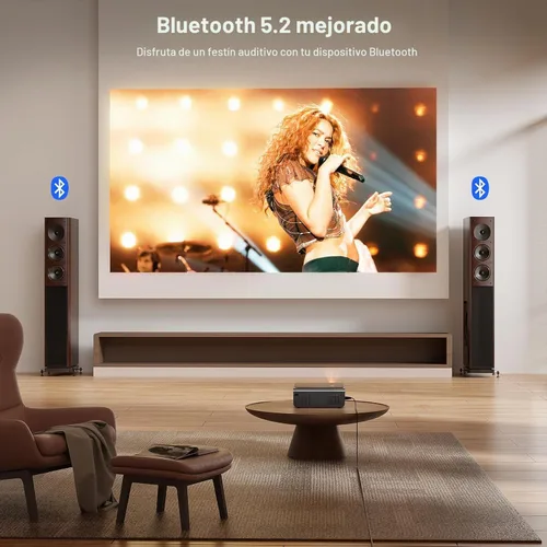 Vista 7 de [2000 ANSI y aplicación con licencia oficial] Proyector inteligente 4K con WiFi y Bluetooth, enfoque automático y Keystone, proyector portátil