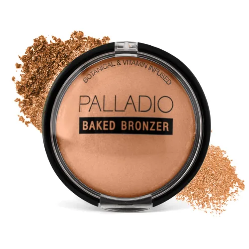 Vista 11 de Palladio Bronceador horneado, altamente pigmentado y fácil de mezclar, brillo bronceado brillante, uso seco o húmedo, dura todo el día, proporciona