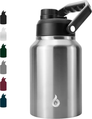 Vista 16 de BJPKPK Botella de agua aislada de un galón (128 onzas), de acero inoxidable, apta para lavavajillas, jarra sin BPA con mango ergonómico y parte