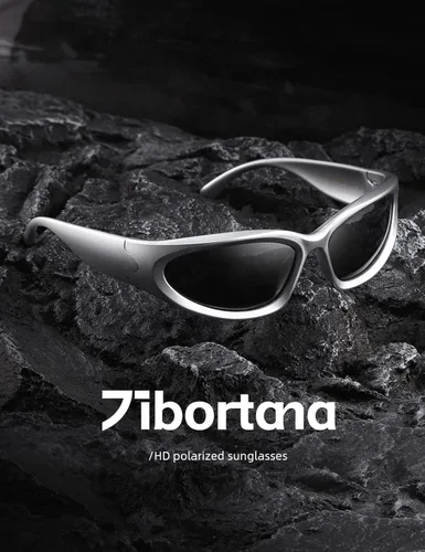 Vista 6 de Tibortana Gafas de sol polarizadas envolventes Y2k para hombres y mujeres, modernas, ovaladas, oscuras, futuristas