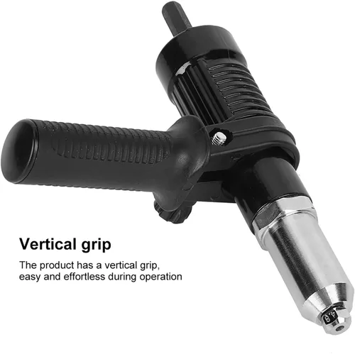 Vista 7 de Kit adaptador de pistolas de remache, accesorio de remache de taladro eléctrico, herramienta de mano remachadora, con mango de mango, acero