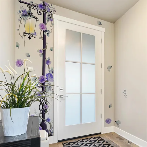 Vista 5 de Streetlight - Adhesivo de pared grande de 37.8 x 78.7 pulgadas, diseño floral de sacinora Streetlight, vinilo extraíble para sala de estar