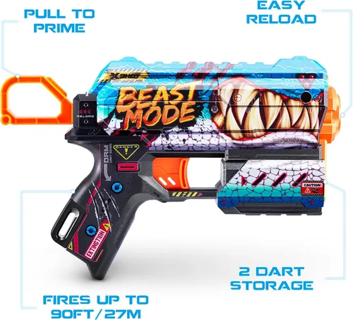 Vista 3 de XSHOT Skins Flux Blaster con 16 dardos – Beast Out Skin (paquete de 2) por ZURU, fácil recarga, tecnología de dardos de bolsillo de aire, pistola