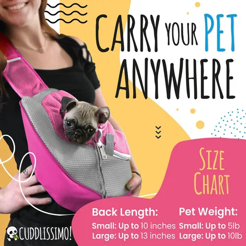 Vista 3 de Cuddlissimo! Portaequipajes para mascotas - Tamaño cuidadosamente calculado para cachorros y gatos de raza taza de té y juguete (menos de 6 libras)