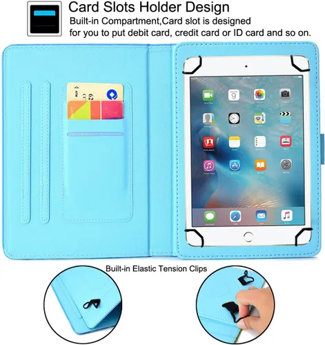 Vista 2 de NewShine - Funda universal para tablet de 7.9 a 8.5 pulgadas, funda de piel sintética para iPad mini 1/2/3/4, Galaxy Tab 3/4/Note 8.0, Amazon Kindle