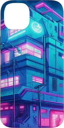 Vista 15 de Funda Vaporwave para iPhone 16 Cyberpunk House