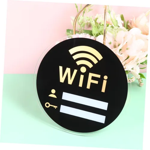 Vista 5 de STOBOK 3 unids pegatinas redondas oficina signo decoración oficina tablero para pared de oficina Wifi acrílico signo wifi contraseña signo
